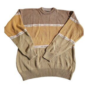 Ducks Unlimited Sweater Size L - 100% Cotton Brown/beige/mustard Long Sleeve VTG